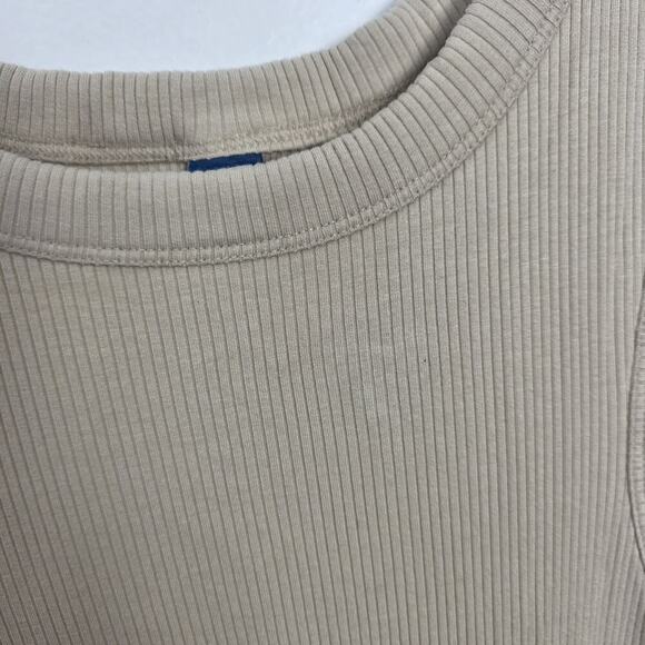 Old Navy Cream Neutral Ribbed Minimalist Sleeveless Midi Dress Size 2XL - Picture 4 of 10